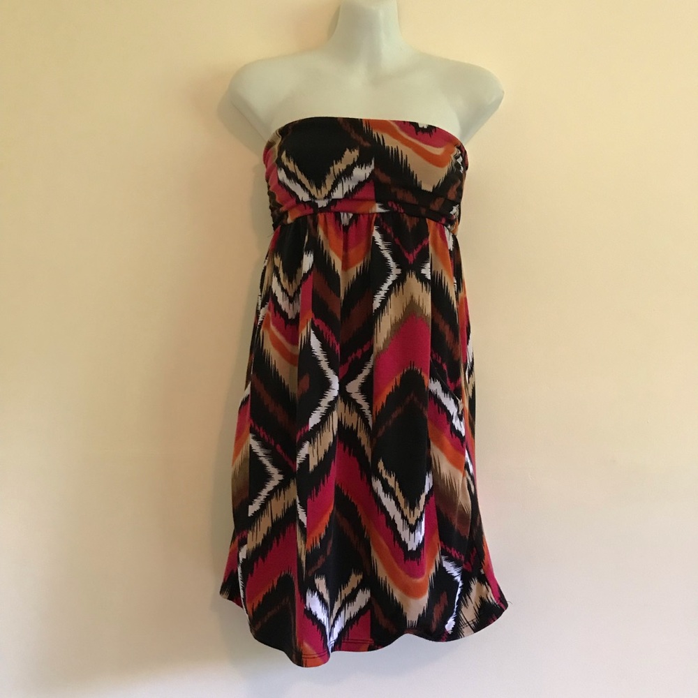 ✨Free✨ Soda Blu Strapless Tribal Print Mini Dress XS Boho Summer